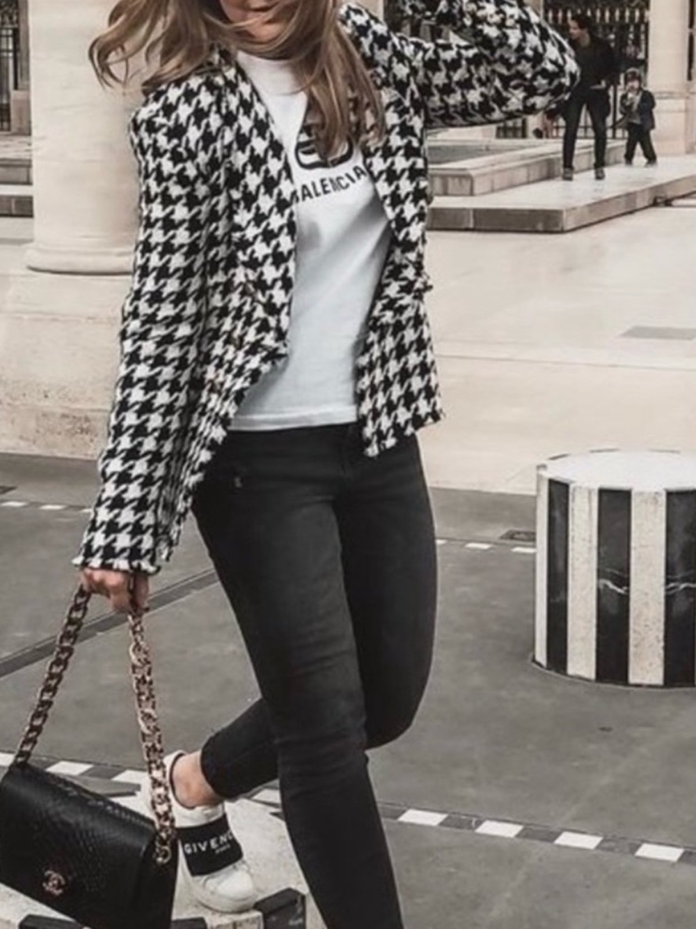 Zara Houndstooth Checkered Tweed Blazer size Medium - Picture 4 of 11